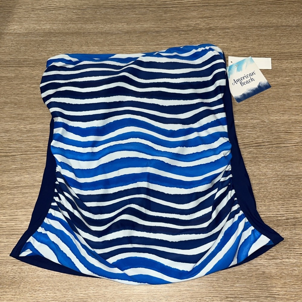 AMERICAN BEACH Women Underwire Blue White PADDED Tankini Top Size 8 NWT Mermaid